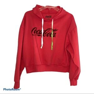 Coca-Cola Crop Hoodie Velvety Logo Long Sleeve-XXL